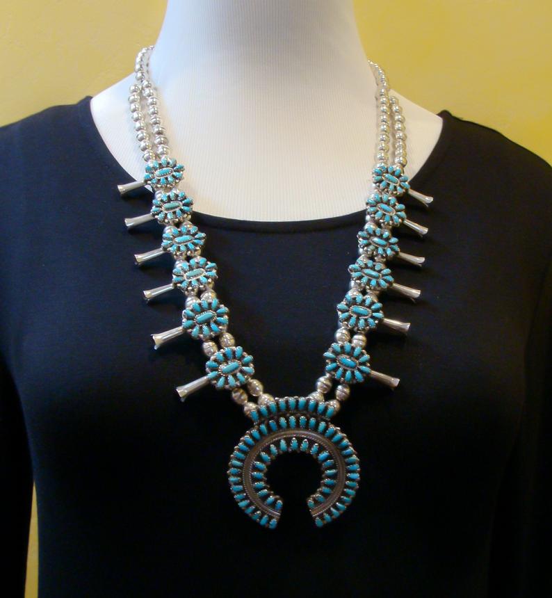 Navajo Turquoise & Spiny Spice Sterling Silver Beaded Necklace 14 inch –  The Western Mama