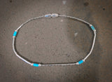 Delicate Native American Liquid Silver Turquoise Bead Bracelet