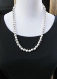 Native Style Sterling Silver Bead Necklace, 23 Inch Navajo Pearl Necklace