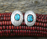 Native American Navajo 925 Sterling Silver Kingman Turquoise Shadow Box Earrings