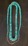 Native American Santo Domingo Vintage Turquoise Heishi 27" Graduated Necklace