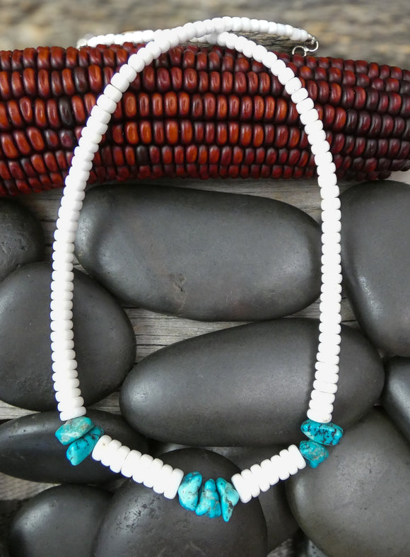 Unisex Vintage Santo Domingo Turquoise Clam Shell Choker Necklace