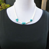 Unisex Vintage Santo Domingo Turquoise Clam Shell Choker Necklace