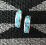 Native American Zuni Vintage Turquoise Post Hoop Earrings