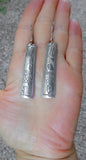 Native American Navajo 925 Sterling Silver Navajo Bar Pottery Dangle Earrings