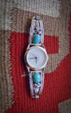 Turquoise Watch, Navajo Sterling Silver Turquoise Leaf & Scroll Watch