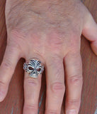 Skull Textured Men's Biker Ring Size 10 USA