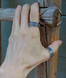 Handmade Silver Cross Band Ring Size 8