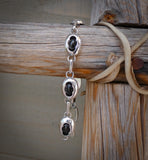 Sterling Silver Navajo Onyx Shadowbox Link Bracelet