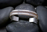 Native American 12KGF Gold Braided Sterling Silver Cuff Bracelet By Tahe