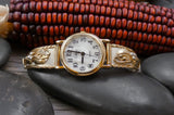 Vintage Native American Navajo 12KGF Silver Women's Leaf Watch