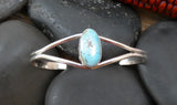 Handmade Navajo Sterling Silver Turquoise Minimalist Cuff Bracelet