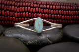 Handmade Navajo Sterling Silver Turquoise Minimalist Cuff Bracelet