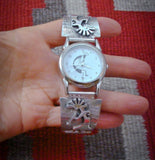 Kokopelli Native American Navajo 925 Sterling Silver Men's Watch Band