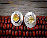 Native American Citrine Sterling Silver Clip On Earrings