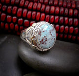 Native American Sterling Silver Golden Hill Turquoise Men's Ring Size 11.5