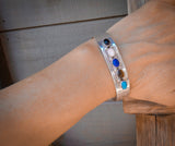 Native American Navajo Turquoise Multi Stone Vintage Cuff Row Bracelet