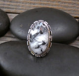 Native American Navajo Sterling Silver Women’s White Buffalo Ring Size 6