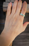 Native American Navajo Sonoran Gold Turquoise Inlay Band Ring Size 6