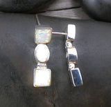 Southwestern 925 Sterling Silver Opal Inlay Dangle Earrings