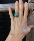 Women's Navajo Silver Royston Turquoise Ring Size 7.25