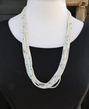 Native American Zuni Vintage 10 Strand Clam Shell Turquoise Heishi Necklace 27"