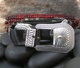 Vintage Unisex Native American Navajo STERLING Silver Concho Belt on Leather