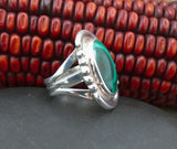 Native American Navajo Sterling Silver Malachite Ring Size 7 Vintage