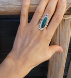 Women's Native American Sterling Silver Malachite Ring Size 7 Vintage