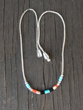 Native American Liquid Silver Turquoise Multi Bead Bracelet or Ankle Bracelet