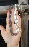 Native American Zuni Vintage 5 Strand Brown Pin and Clam Shell Heishi Necklace