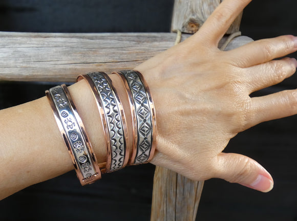Authentic Unisex Native American Navajo Silver Copper Bracelet