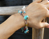 Native American Vintage Santo Domingo Turquoise Multi Stone Treasure Bracelet