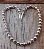 Native Style 925 Sterling Silver Bead Necklace, 18 Inch Navajo Pearl Necklace