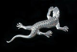 925 Sterling Silver Lizard Gecko Diamond Cut Brooch Pin