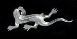 925 Sterling Silver Lizard Gecko Diamond Cut Brooch Pin