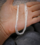 Liquid Silver Multi Strand Layered Necklaces, 10x18", 10x24"