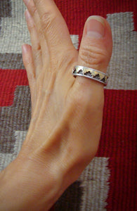 Native American Navajo 14K Gold Sterling Silver Wedding Band Ring Size 10