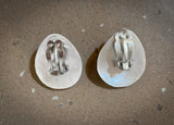 Vintage Navajo Turquoise Silver Bear Paw Shadow Box Clip On Earrings