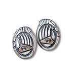 Navajo Bear Fetish Bear Paw 14K Gold Sterling Silver Post Earrings, Native American