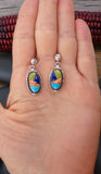 Native American Navajo Turquoise Multi Stone Inlay Post Dangle Earrings