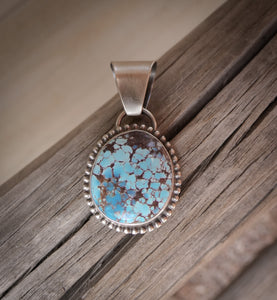Native American Golden Hill Turquoise Sterling Silver Pendant, Navajo