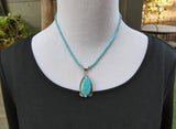 Large Native American Sterling Silver Turquoise Pendant