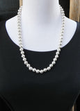 Native Style Sterling Silver Bead Necklace, 24 Inch Navajo Pearl Necklace