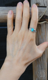 Unisex Native American Sterling Silver Turquoise Ring Size 8