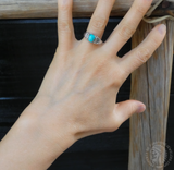 Unisex Native American Sterling Silver Turquoise Ring Size 8