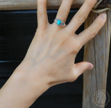 Unisex Native American Sterling Silver Turquoise Ring Size 8