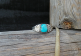 Unisex Native American Sterling Silver Turquoise Ring Size 8