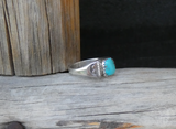 Unisex Native American Sterling Silver Turquoise Ring Size 8