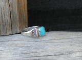 Unisex Native American Sterling Silver Turquoise Ring Size 8